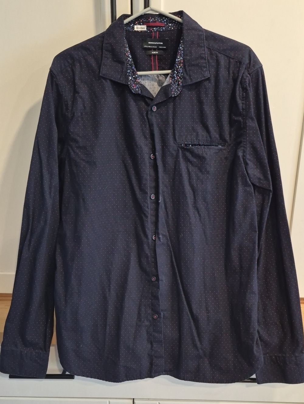 💙 Denim & Flower Navy Microdot Long-Sleeve Dress Shirt